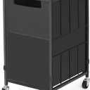 Laundry Hamper with Wheels & Adjustable Feet; 90L Laundry Basket with Removable Liner Bag & Side Mesh Pocket; Clothes Basket for Bathroom, Bedroom; Laundry Sorter with Wood Handle (Black)