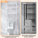 Aduanbang 4 Tier Over The Toilet Storage Rack, Bathroom Organizer Shelf with Basket, Adjustable Shelves, Freestanding Space Saver for Small Bathrooms (White)