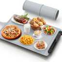 Warming Trays for Buffets Party - Warming Mat for Food - Food Warmer Mat Silicone Heating Mat for Food Heating Trays to Keep Food Warm at Party Electric Warming Tray (24 X 16 inch, Silver Grey)