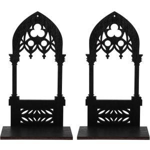 Kichvoe 1 Pair Gothic Wall Sconce Candle Holder, Vintage Pillar Candle Holders Rustic Wood Candle Stands Candle Centerpiece for Farmhouse Bathroom Living Room L 