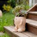 Funny Smiley Face Planter, Whimsical Flower Pot with Drainage Spout, Cute Succulent Planter for Indoor and Outdoor，Mother's Day Unique Gift for Plant Lovers