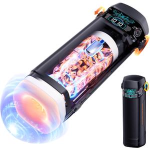 Automatic Male Masturbator Penis Pump - Sex Toys for Men Adult Toys with 10 Vibration Modes & 10 Thrusting & 15 Speed,Male Stroker with Magnetic 3D Sleeve & LCD Display,Pocket Pussy Blowjob Machine