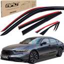 Outside-Mount Rain Guards Window Visors for 2023-2026 Honda Accord Full-Size Wind Vent Deflectors Car Accessories Dark Smoke 6-Piece Set with Thicker and Waterproof Steps
