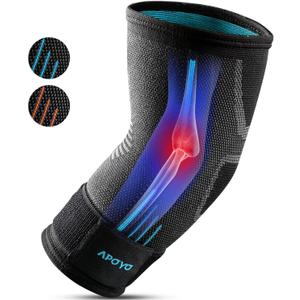APOYO Elbow Brace for Tendonitis and Tennis Elbow, Compression Sleeve for Arthritis, Workouts, Reduce Joint Pain During Fitness Activity (Medium) (Blue)