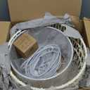 Plug in Pendant Light, Rattan Hanging Lights with Plug in Cord, Woven & Fabric 2 in 1 LampShade, Hanging Lamp Plug in for Bedroom Living Room Kitchen Island-Cream (Bulb Included)