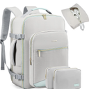 LOVEVEOOK Travel backpack for women, 40L Personal Item Travel Bags with 2 Packing Cubes, Waterproof Carry on Backpack for Airplanes Sports Luggage Backpack Large Hiking Backpack,Light grey-Mint green Large