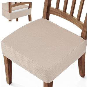 Songrey Waterproof Seat Covers for Dining Chairs Set of 4, No Rear Chair Covers, Stretch Removable Washable Chair Slipcover Protector, Taupe