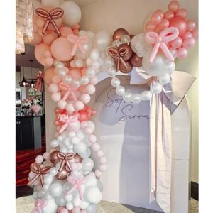 Soonlyn Pink Bow Balloon Arch Kit 13ft 12in, Pink White Balloons for Coquette Birthday Decorations Bow Party Decorations Bachelorette Baby Shower