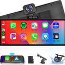 Portable Car Stereo with 4K Dash Cam Wireless CarPlay Android Auto Screen,10.26'' 1080P Car Play Screen with ADAS Rear Cam Bluetooth GPS Track Voice Control FM Transmitter 64G TF Card