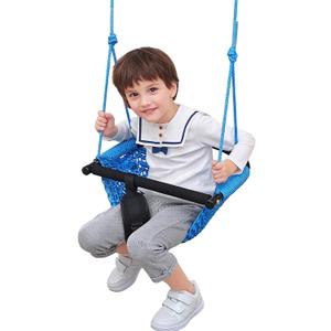 Kids Swing Seats Indoor Hand-Made Net Swing with Adjustable Rope Tree Swings for Kid Child Backyard Playground Swings Outside Indoor (Blue
