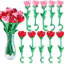 10 Pcs Plush Rose Flower Stuffed Flower Bendable Stems Plush Bouquet Toy Soft 12.6 Inch for Christmas Classroom 2026 Mother's Day Valentines Day Girl Girlfriend Wife(10 Pcs Glitter Red Pink Series)
