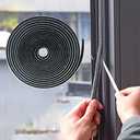 Bruiefpap 39.4FT Weather Stripping for Doors and Windows, Self-Adhesive Soundproofing Door Seal, Door Insulation for Sliding, Exterior, Frames and Front, 0.35'' Wide x 0.35'' Thick, Black