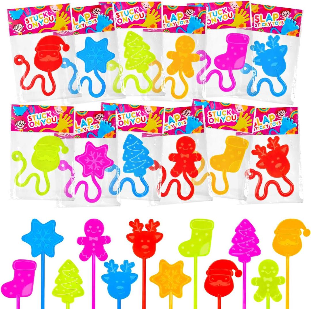 Christmas Toys Gifts Bulk for Kids 60 PCS, Holiday Sticky Hands Party Favor for Toddlers, Xmas Goodie Treat Bag Stocking Stuffer Fillers, Winter Classroom Preschool Students Prize Stuff for Boys Girls