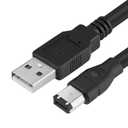 Firewire to USB Adapter Cable 6FT 6-Pin IEEE 1394a Male to USB 2.0 Male Connector Cord for Old Handycam DV Cam Digital Camcorder Sound Card HDD Hard Drive Printer Scanner More