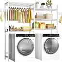 Ulif U5 Over the Washer and Dryer Storage Shelf, Laundry Room Space Saver Bathroom Storage and Organizer Rack for Hanging Towels and Drying Clothes with 5 Wire Shelves, 58.2"W x 13.4"D x 77.5"H, White