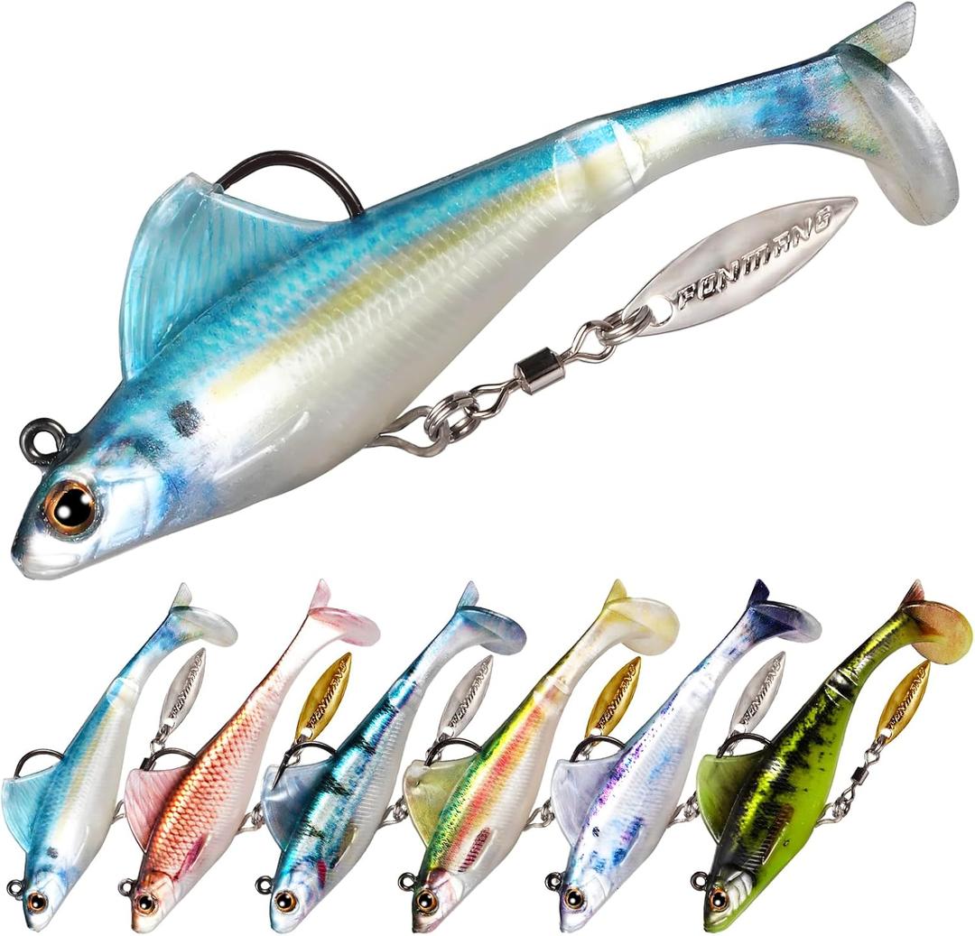 2.5/3.5In Swim Baits for Bass Fishing, Pre-Rigged Jig Heads Soft Plastic Walleye Fishing Lures, Paddle Tail Swimbaits for Bass Fishing, Fishing Bait for Freshwater Saltwater Gifts (2.8in/8.6g Weedless blade)