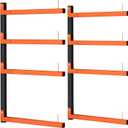 2 Pack Lumber Storage Rack, Wall Mount Foldable & Adjustable Lumber Rack with 4-Level Holds Up 520 Lbs, Heavy Duty Metal Garage Wood Rack for Workshop, Basement, Indoor and Outdoor