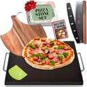Reversible Ceramic Pizza Stone for Oven - Pizza Stones for Grill with Handles, Pizza Peel, Pizza Cutter, Dough Tool - Bread Baking Stone - 15 inch Ceramic Pizza Pan - Pizza Making Kit - Oven Stone