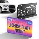 Front Bumper License Plate Frames Compatible With Audi Q3 2019-2025, RS 6/RS 7 2021-2025, A3/S3 2022-2025,Tow Hook Tag Holder For License Plate, No Drill Durable License Plate Mounting Bracket
