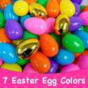 [6 Golden Eggs] 300 PCS 2.4" Fillable Plastic Easter Eggs Empty Easter Eggs Colorful Plastic Eggs Bulks for Kids Teens Boys Girls Easter Basket Stuffers Hunt Easter Party Favor