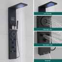 Hoimpro Matte Black LED Shower Panel Tower System,2 In 1Function Shower Panel Light Rainfall Waterfall Shower Rain Massage System with Body Jets Handheld Shower Sprayer, Stainless Steel, Wall Mount