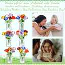 FoldTier 42 Pcs Mini Glass Flower Decoration Hand Blown Glass Flower Figurines Collectible Ornaments with Vase for Mothers Day Birthday Table Centerpiece Garden DIY Craft(Roses)