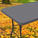 Spandex 8 Foot Rectangle Table Cloth, Elastic Fitted Tablecloths for Picnic, Stretch Washable Patio Table Cover for Outdoor, Camping, Banquet and Parties (Grey, 30"x96")