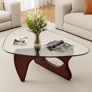 Modern Glass Coffee Table, Mid Century Triangle Coffee Table for Living Room Bedroom Reception Office Tables