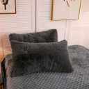 LIFEREVO 2 Pack Faux Fur Pillow Shams,Shaggy Plush Home Decorative Luxury Series Super Soft Furry Pillow Case with Zipper Closure for Home Sofa Couch Decoration,Standard Queen, (Dark Gray, 20"x26")