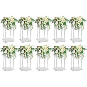 10 Pcs Acrylic Clear Vases for Wedding Centerpieces, 15.75" Tall Flower Stand, Engagement Home Party Table Decor Centerpiece Vases, Rectangular Acrylic Flower Stand with 50 Pcs Gold Napkin Rings 10 Pcs Acrylic Clear Vases for Wedding Centerpieces, 15.75" Tall Flower Stand, Engagement Home Party Table Decor Centerpiece Vases, Rectangular Acrylic Flower Stand with 50 Pcs Gold Napkin Rings