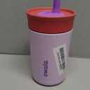 Owala Kids Insulation Stainless Steel Tumbler with Spill Resistant Flexible Straw, Easy to Clean, Kids Water Bottle, Great for Travel, Dishwasher Safe, 12 Oz, Pink and Purple (Lilac Rocket)