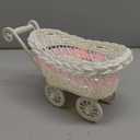 Ciieeo 4pcs Mini Rattan Trolley Basket Weddings Showers Decorative Candy Serving Basket for Party Favors Multi-Function Woven Flower Baskets Containers