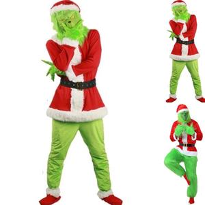 Christmas Green Costumes-Adult Fluffy Christmas Cosplay Costume Santa Costume Sets, Size M