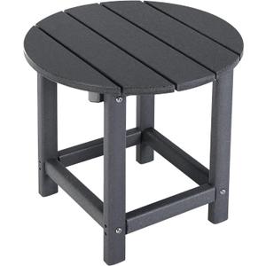 LZRS Round Adirondack Patio Side Table End Table, Outdoor Side Tables for Patio, Backyard,Pool, Indoor Companion, Easy Maintenance & Weather Resistant(Grey)