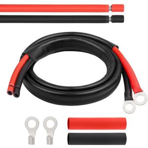 Solar Battery Cable - 8 Gauge 3FT Power Inverter Cable with PV Flame Retardant Protective Sleeving Connect Battery and Charge Controller for Solar Panel Automotive RV Motorcycle Marine
