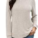 Beimuc Long Sleeve Shirts for Women Tunic Tops 2025 Fall Clothes Lightweight Crewneck Sweaters Loose Fit Curved Hem (Pink, L)