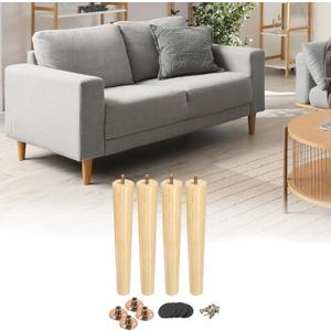 uxcell 4 Pack Furniture Legs, 12 Inch Round Wood Legs, Replacement Chair Feet for Couch Sofa Chair Bed Dresser Cabinet