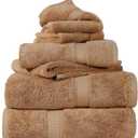 SUPERIOR Egyptian Cotton Pile 6 Piece Towel Set, Includes 2 Bath, 2 Hand, 2 Face Towels/Washcloths, Ultra Soft Luxury Towels, Thick Plush Essentials, Guest Bath, Spa, Hotel Bathroom, Rust