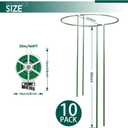 10 Pack 30 Inch Plant Support Stakes, Heavy-Duty Half Round Peony Support Ring Cage, Metal Garden Plant Stakes for Outdoor Plants - Peony, Tomato, Hydrangea with Cuttable Plant Ties