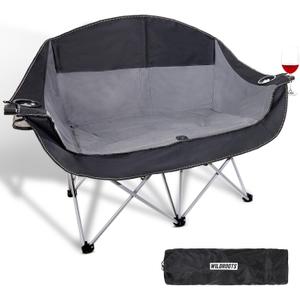 Double Camping Chair Heavy Duty 600LBS 2 Person Loveseat Portable w Holder
Thick steel tube 54x20.8x36.2in double seat cup holders folds 7x9x36.6in carry bag for camping lawn movie backyard beach rv
