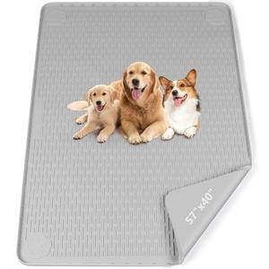 Bartuke Pee Pads for Dogs, 57" x 40" Extra Large Reusable Silicone Mat, Washable Puppy Training Pads for Potty Training, Non-Slip, Leak-Proof, Indoor Floor Protection (Light Grey)