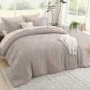 Litanika California King Comforter Set Rose Coffee, 3 Pieces Tufted Boho Farmhouse Bedding Comforter Sets, Lightweight Fluffy Comforter Bed Set for All Season (104x96In Comforter and 2 Pillowcases)
