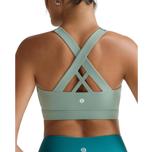 RUNNING GIRL Sports Bra for Women, Criss-Cross Back Padded Strappy Sports Bras Medium Support Yoga Bra with Removable Cups, Size 2XL