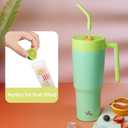 Konokyo Insulated Tumbler with Handle and Straw,40 OZ Vacuum Stainless Steel Water Bottle Travel Mug Metal Cup with Fruit Diffuser,Light Blue