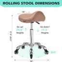 Saddle Stool Chair with Wheels, Ergonomic Thicker Saddle Seat Design for Healthy Sitting Posture, PU Leather, Rolling Saddle Stool with Silent Rubber Wheels Adjustable for Salon Massage Home, Brown