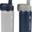 ThermoFlask Kids 14 oz Insulated Water Bottles with Straw Lid BPA-Free Stainless Steel Leakproof & Spill-Proof Design Easy Clean Wide Mouth 2-Pack for School, Sports, Playdates, Harbor Grey/Denim
