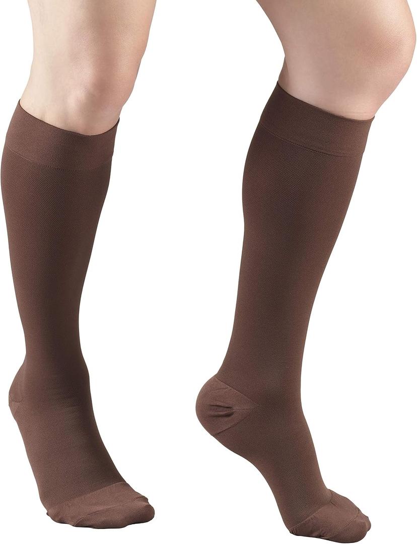 Truform 20-30 mmHg Compression Stockings for Men and Women, Knee High Length, Closed Toe, Brown, X-Large