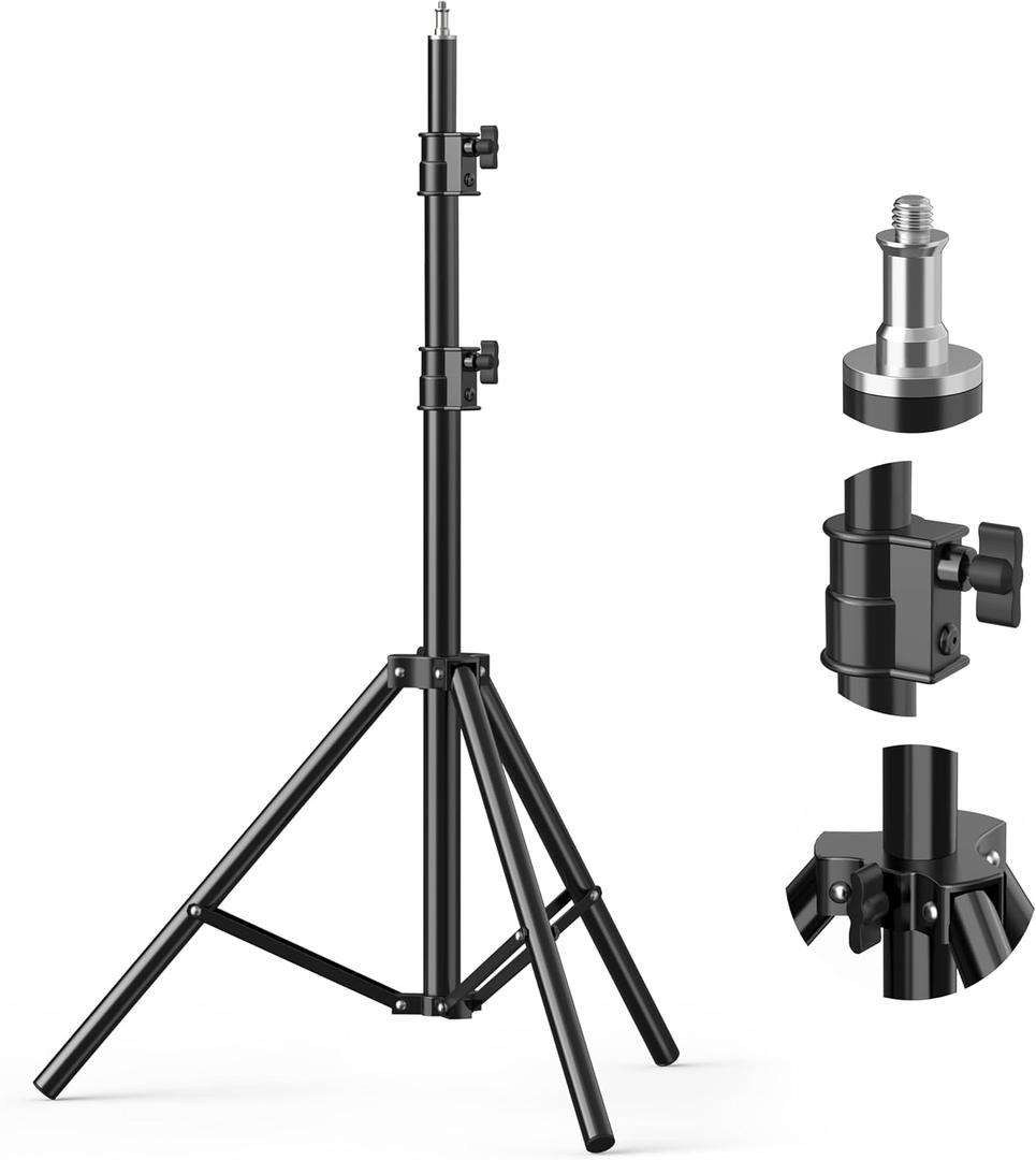 Professional Light Stand Photography 110"/9.2ft/280cm, Air Cushioned Photo Video Metal Tripod Stand for Softbox, Studio Light, Reflector, Ring Light, Heavy Duty Max Load 8kg/17.6lb, 1/4" Screw