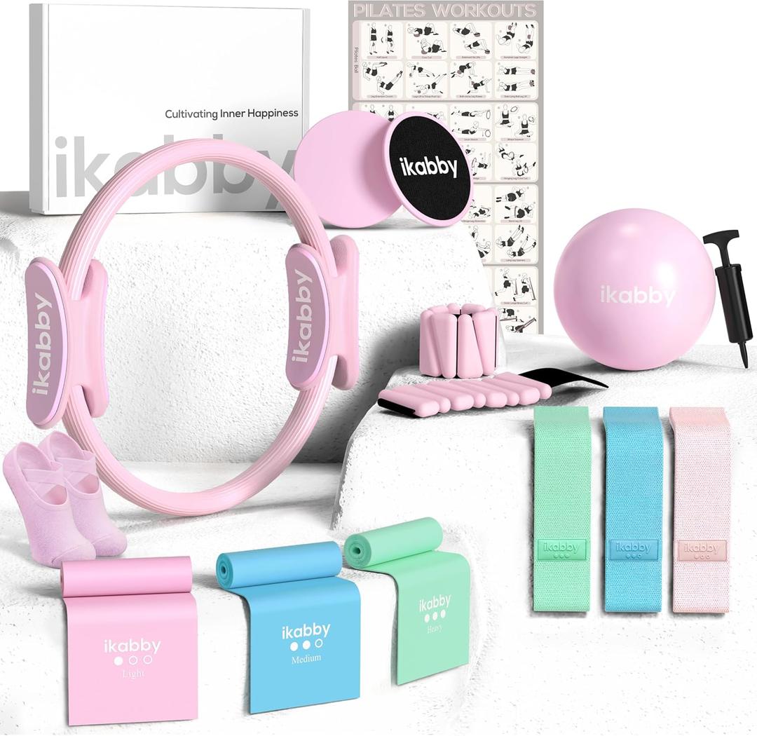 Pilates Kit, Home Pilates Kit with Weights, Pilates Equipment for Home Workout, Pilates Essentials Kit for Women, Yoga Pilates Mat Kit for Beginners, Pilates Set