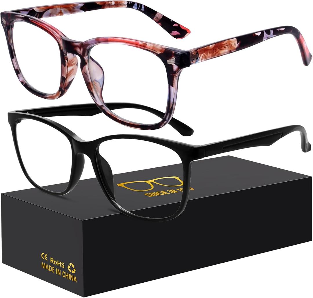 Blue-Light Blocking Glasses Computer Reading/Gaming/TV/Phones Glasses Fashion Anti Eyestrain Glasses for Women Men(H1-Black+Baohua)